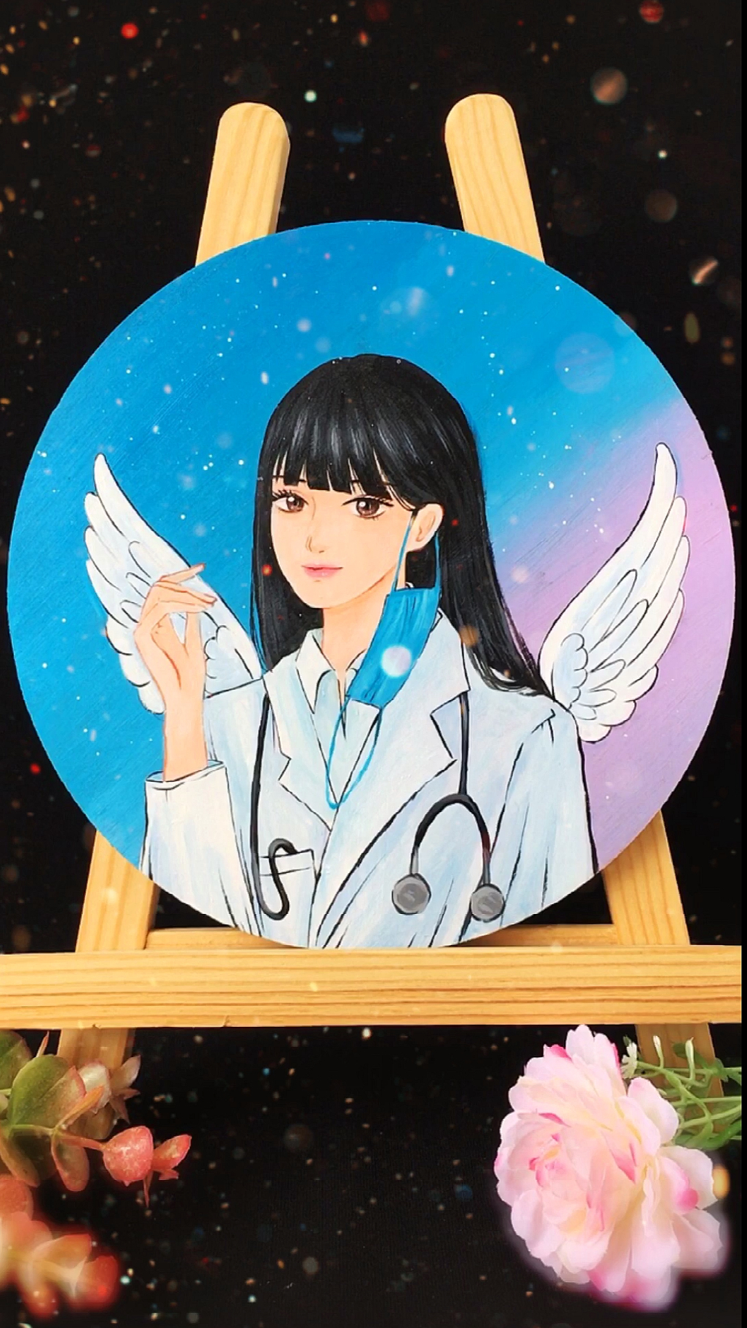 绘画#让我们一起为白衣天使们加油吧-度小视