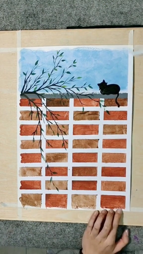 画画原来如此简单美纹纸画墙再好不过了