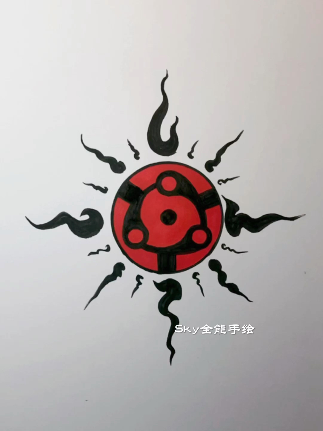 画画原来如此简单手绘宇智波斑写轮眼过程技巧