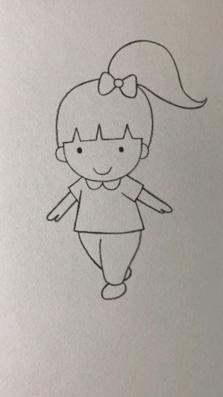简笔画#小朋友们,跟着小博老师来画蝴蝶结女孩吧!