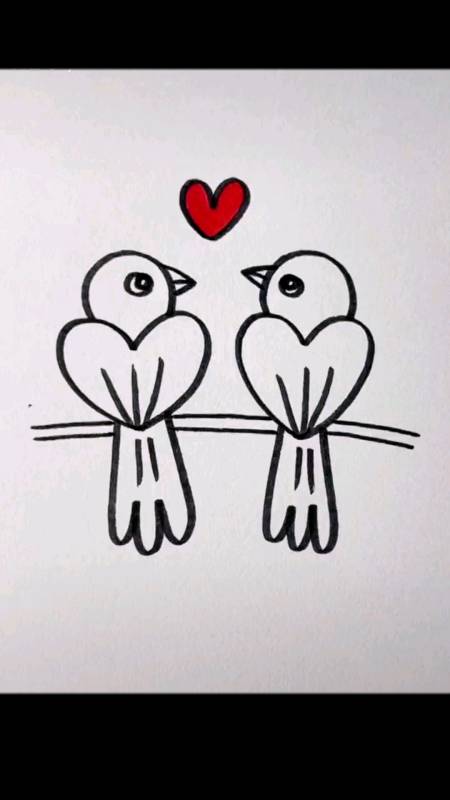 简笔画#爱心小鸟,一起画画吧,真的是特别好看,也特别简单78-度惺佑