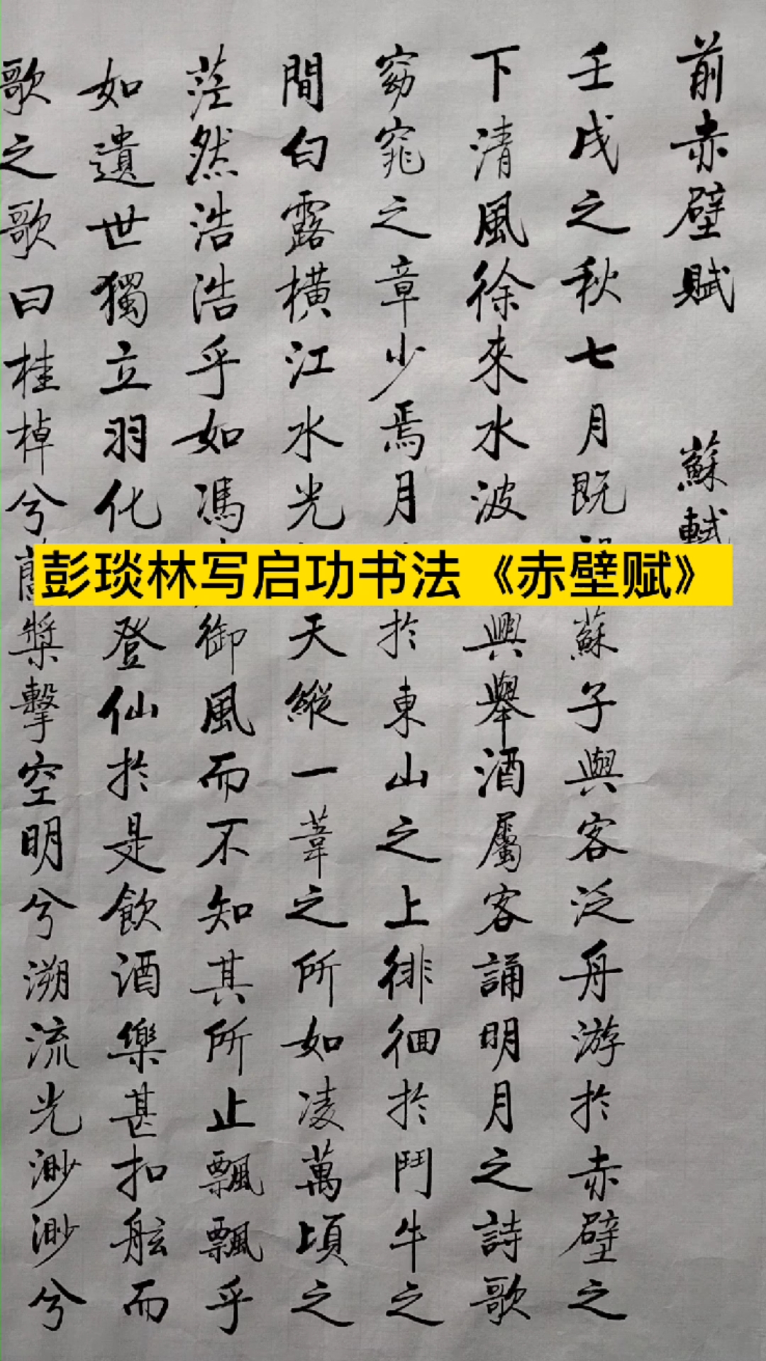 启功书法#彭琰林写启功书法《赤壁赋》,放在客厅装饰房间最适合了