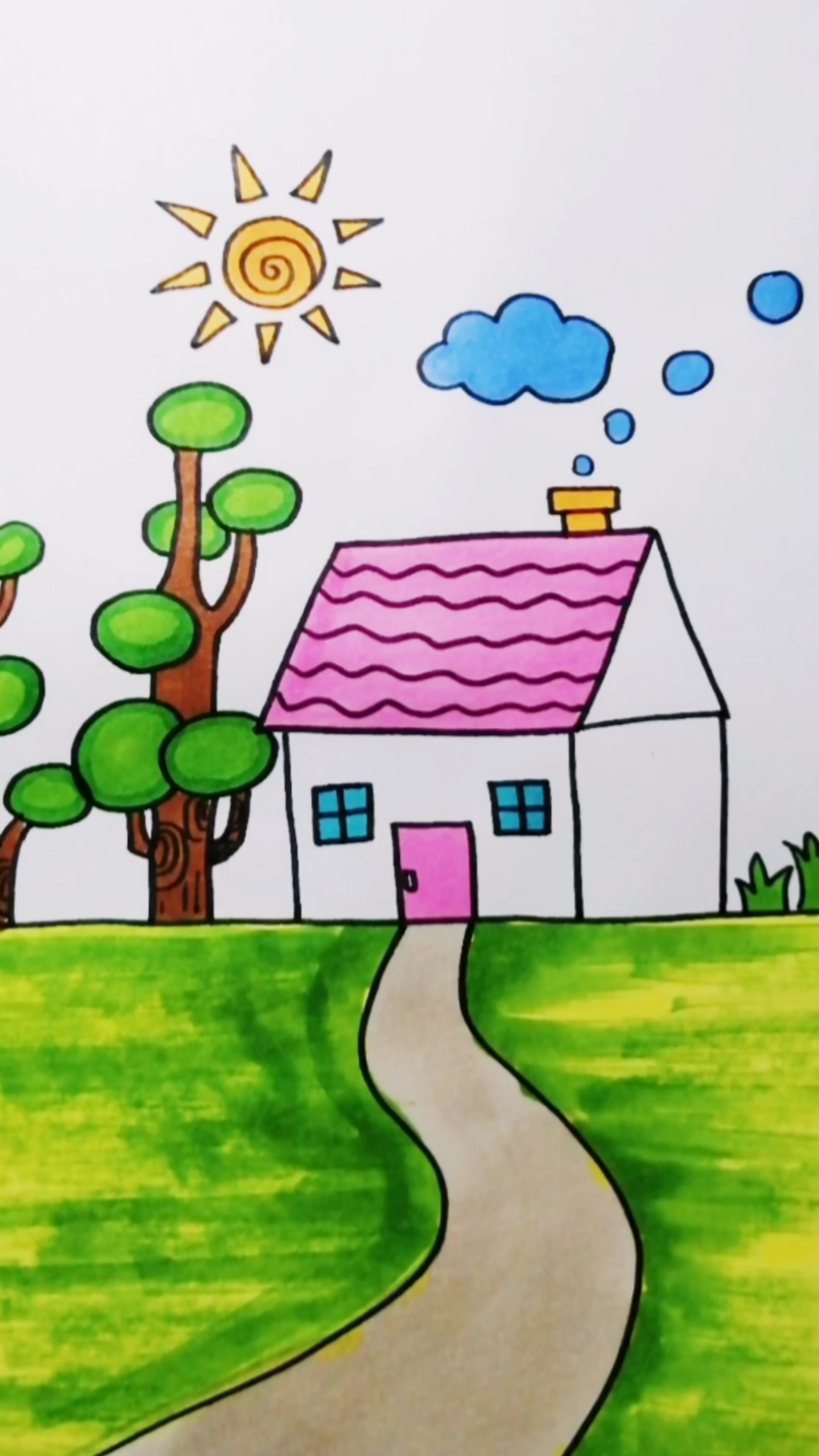 风景画小房子怎么画图片