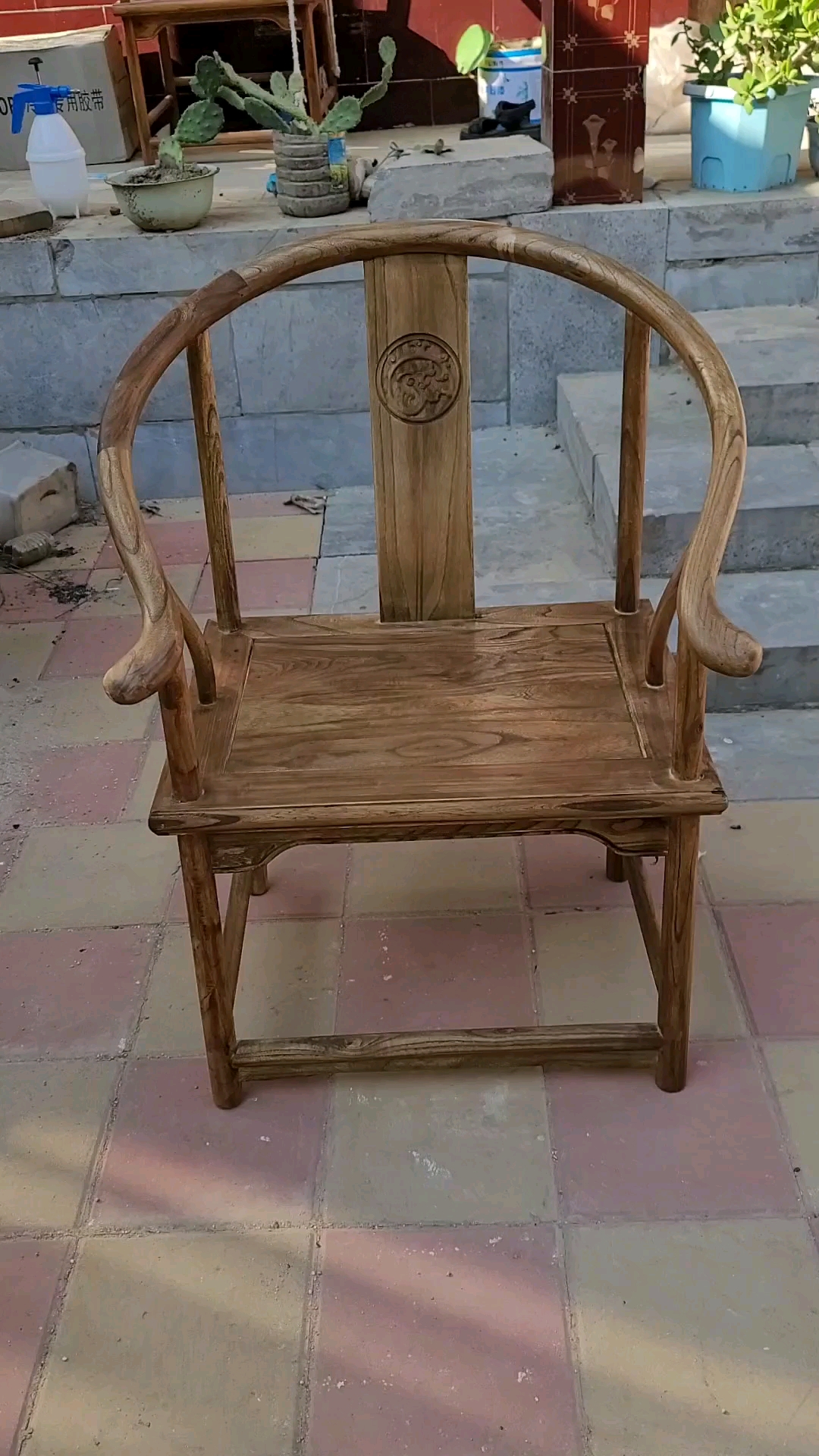 古典红木家具#老榆木小圈椅