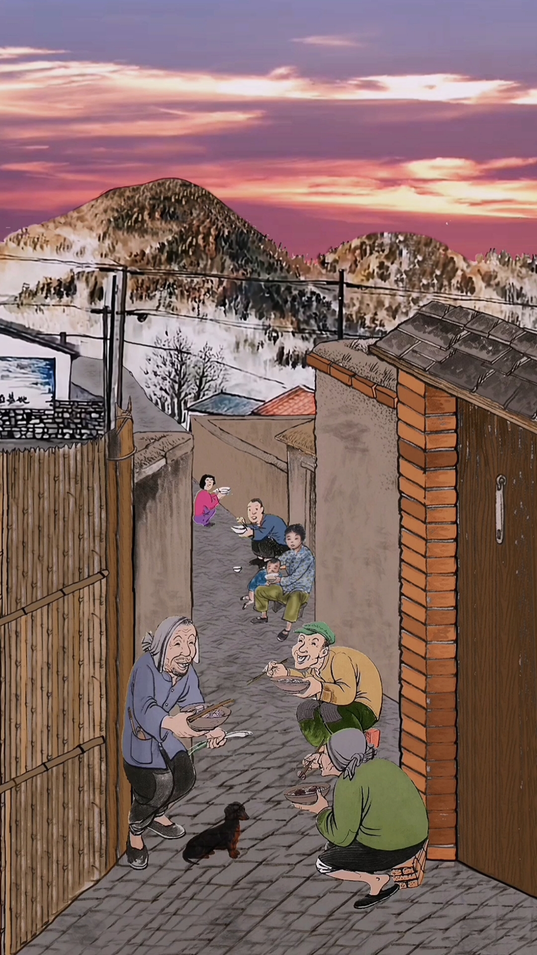 童年回忆#以前农村人吃饭都喜欢端着碗到门口,聚在一起边吃边聊,瞅瞅