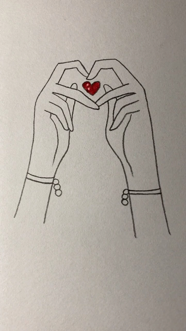 简笔画#女孩双手比心的画法-度小视