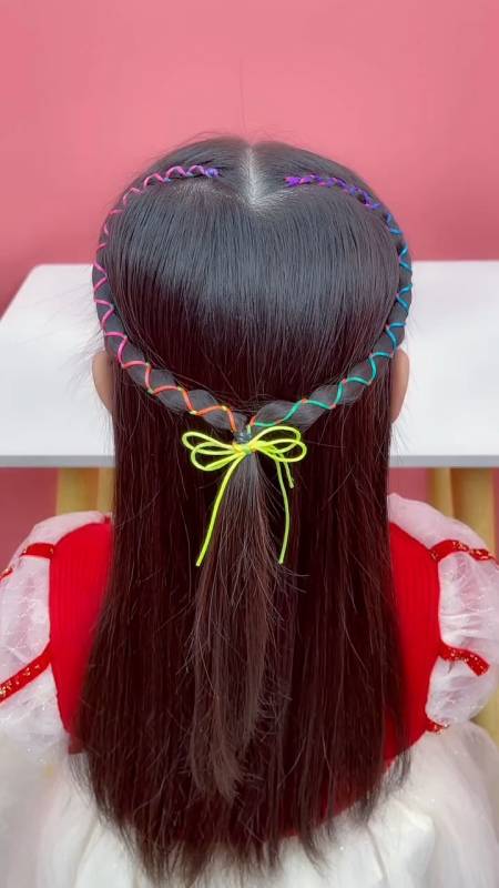 全民最火编发#儿童彩带编发慢动作教程-全民小视频