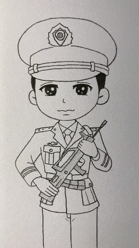 国庆节画守卫祖国的兵哥哥