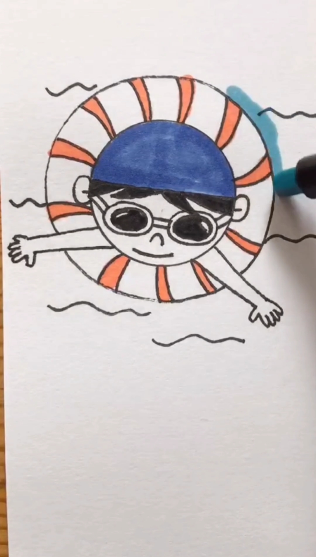 游泳的人简笔画 彩色图片