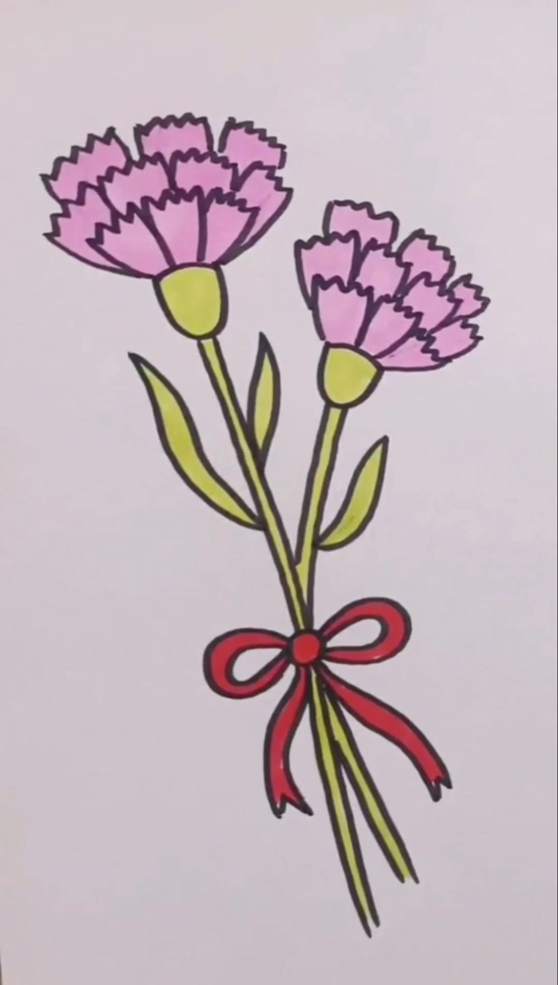 康乃馨简笔画带颜色图片