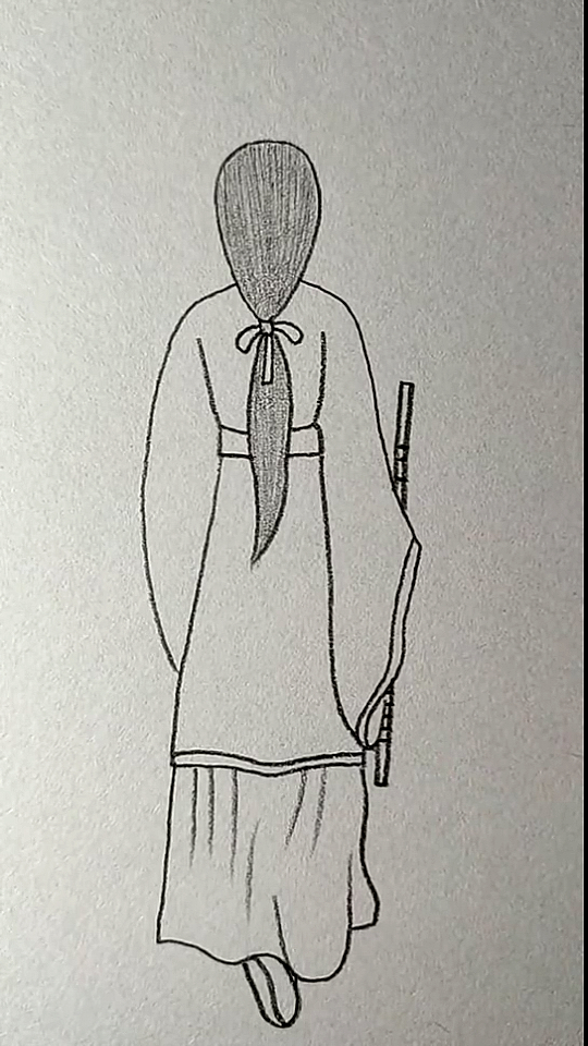简笔画#拿着笛子的古代女子背影-度小视