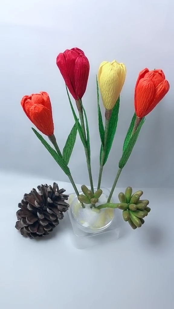 手工制作#皱纹纸郁金香