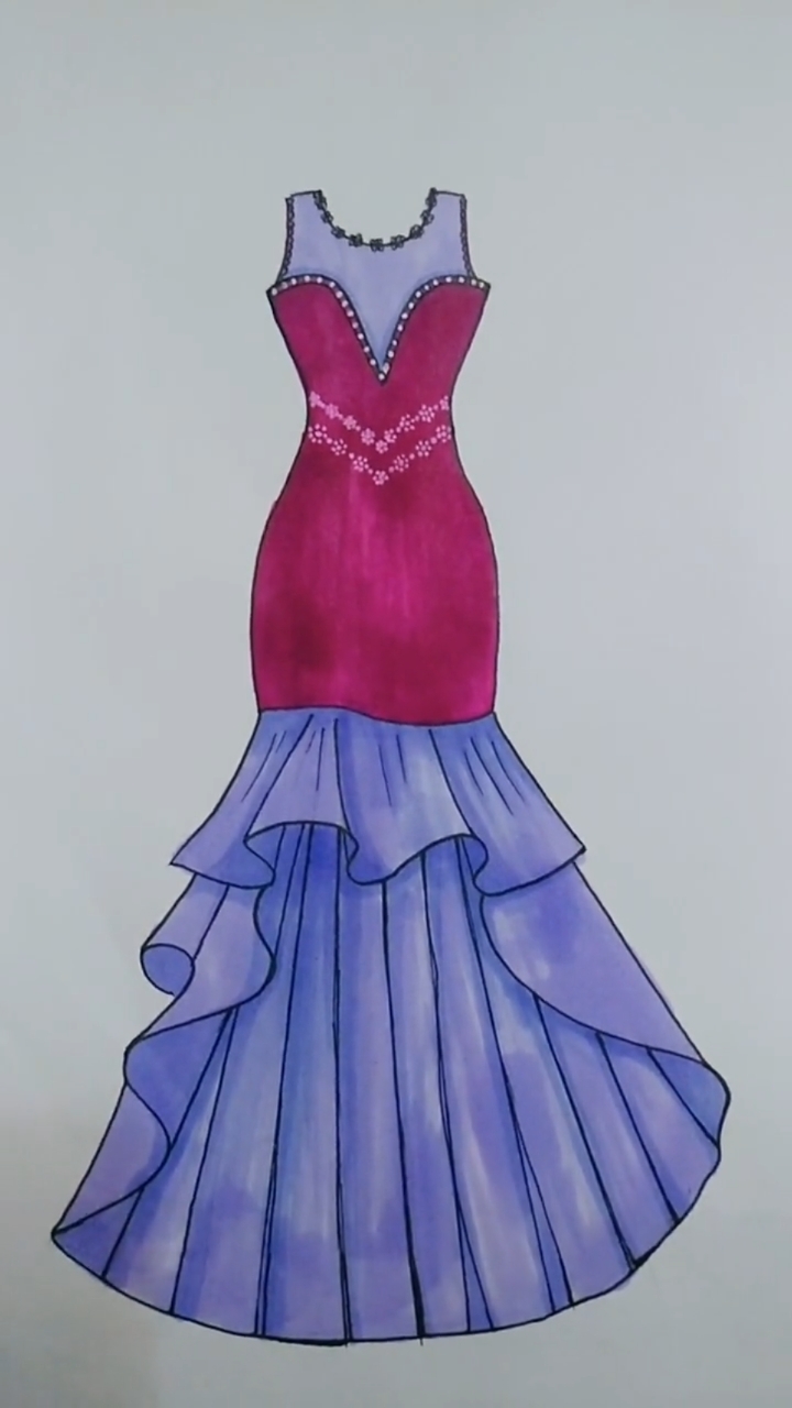 画公主晚礼服设计图图片
