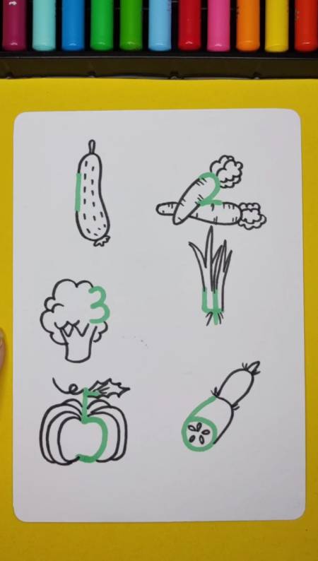 简笔画#教你用数字画蔬菜,你能画出几种蔬菜?