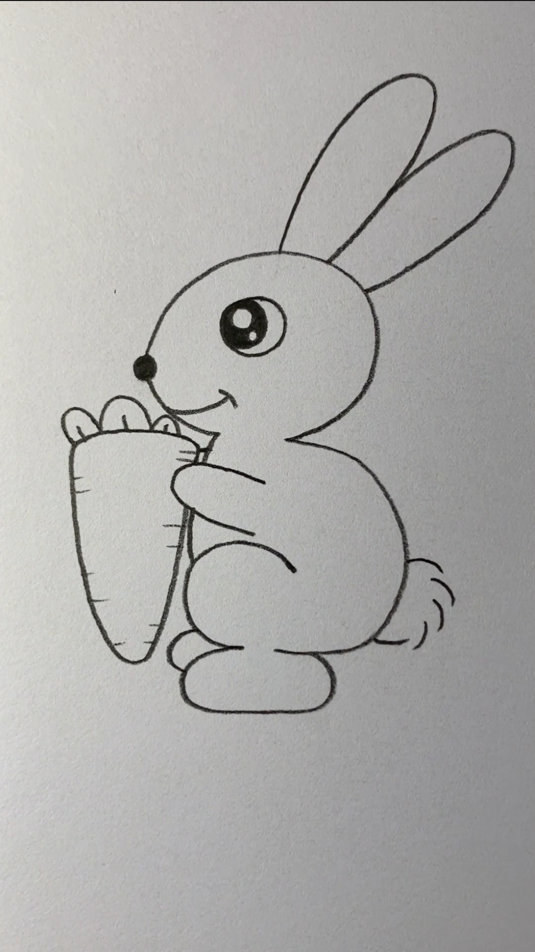 用数字3画拿着胡萝卜的可爱小白兔