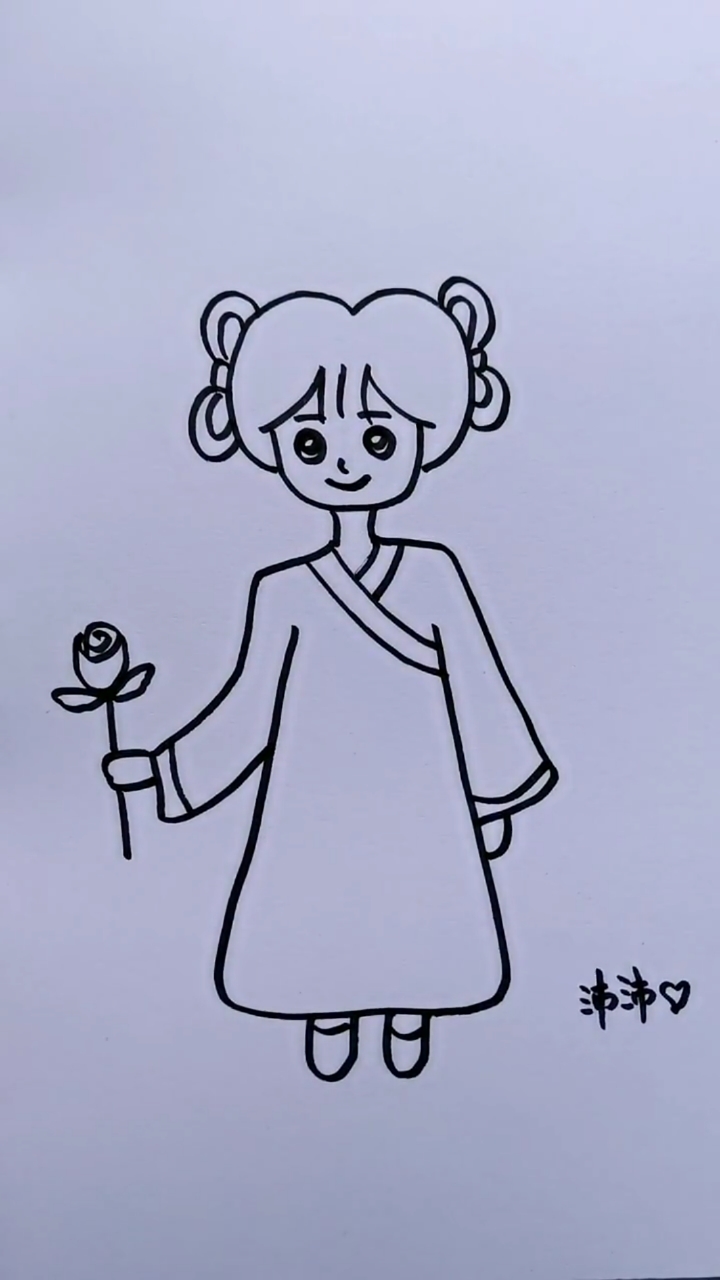 古风小美女简笔画