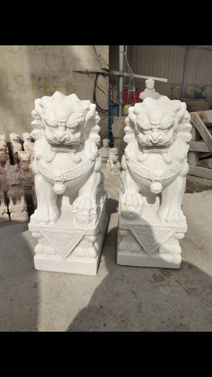 汉白玉石狮子一对看门镇宅门口庭院公司会所别墅家用祠堂摆件