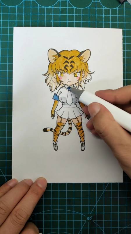 卡通漫画#学漫画前画的老虎,和学漫画后画的老虎-度小视