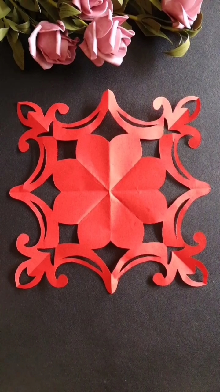 剪纸#美美哒四角窗花剪纸