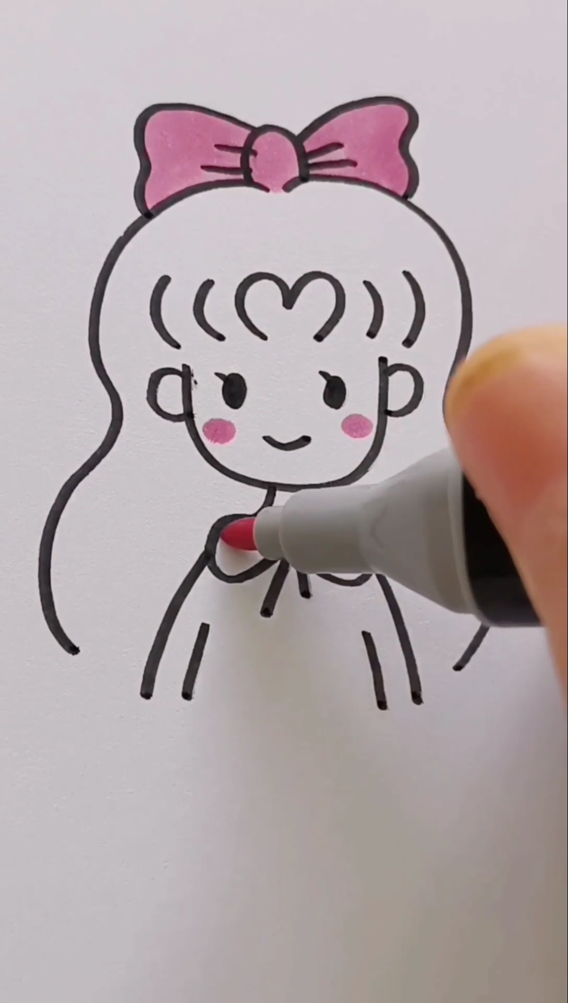 简笔画画一个超级简单的萌妹子