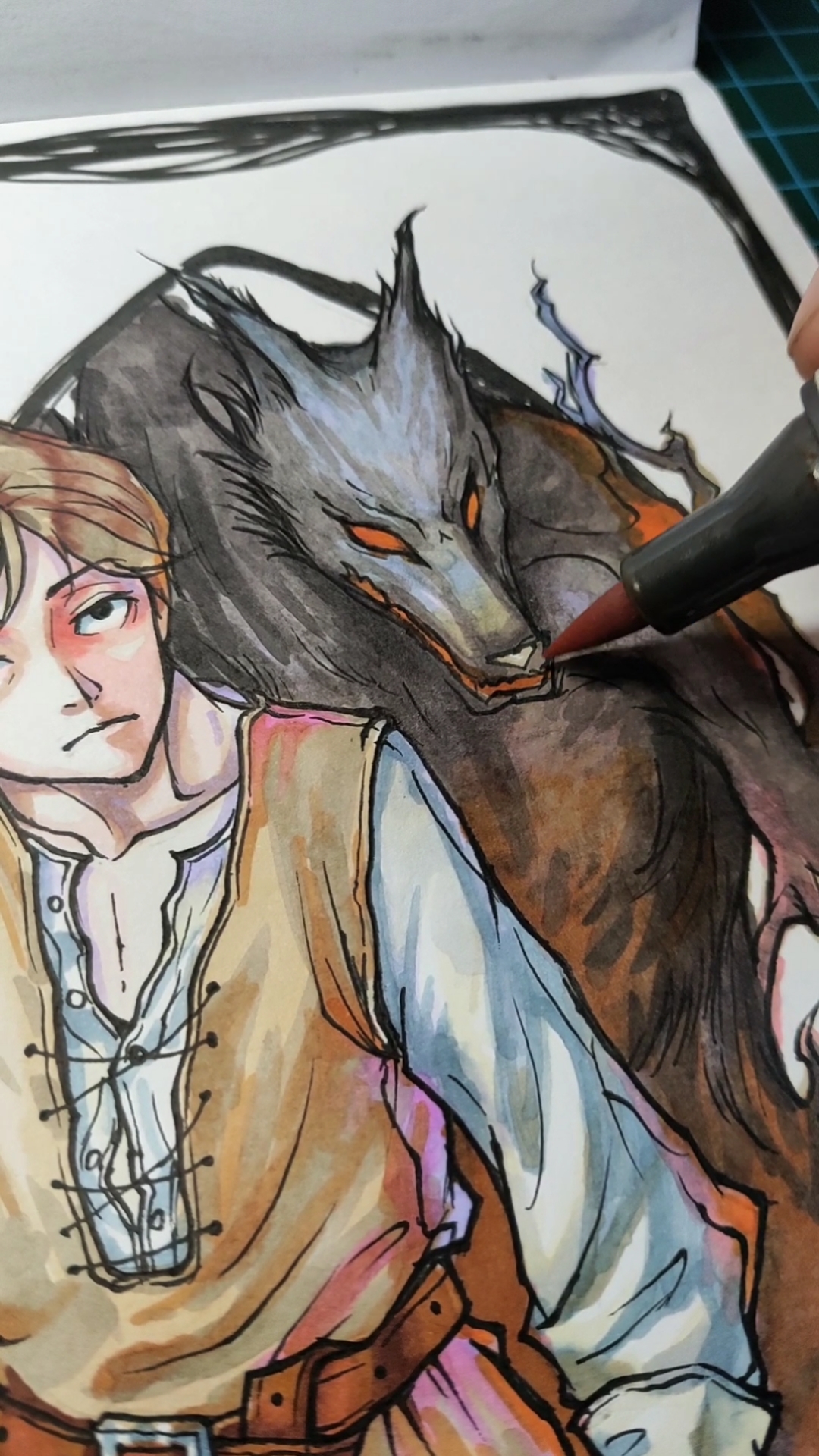 动漫手绘#狼人杀～隐狼,俗称披着羊皮的狼.