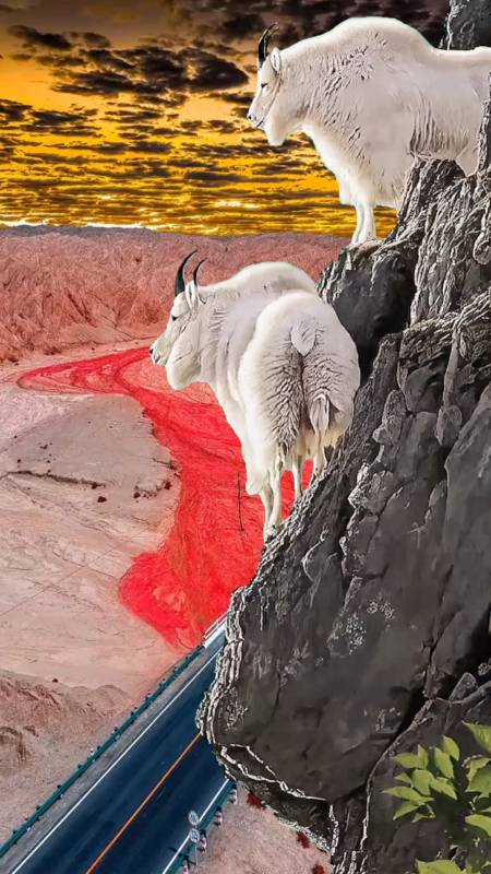 自然奇观#岩羊,悬崖峭壁如履平地!怕别的动物伤害被迫练就的本领!