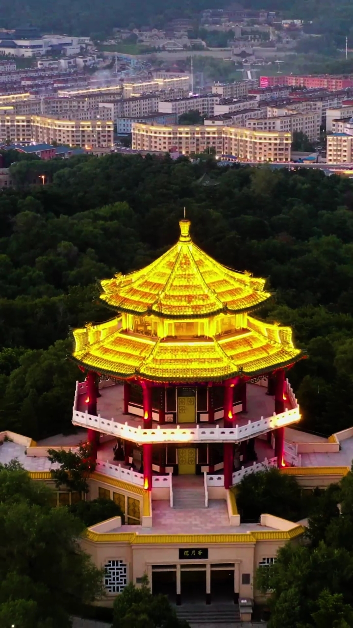 航拍#吉林市北山公园揽月亭