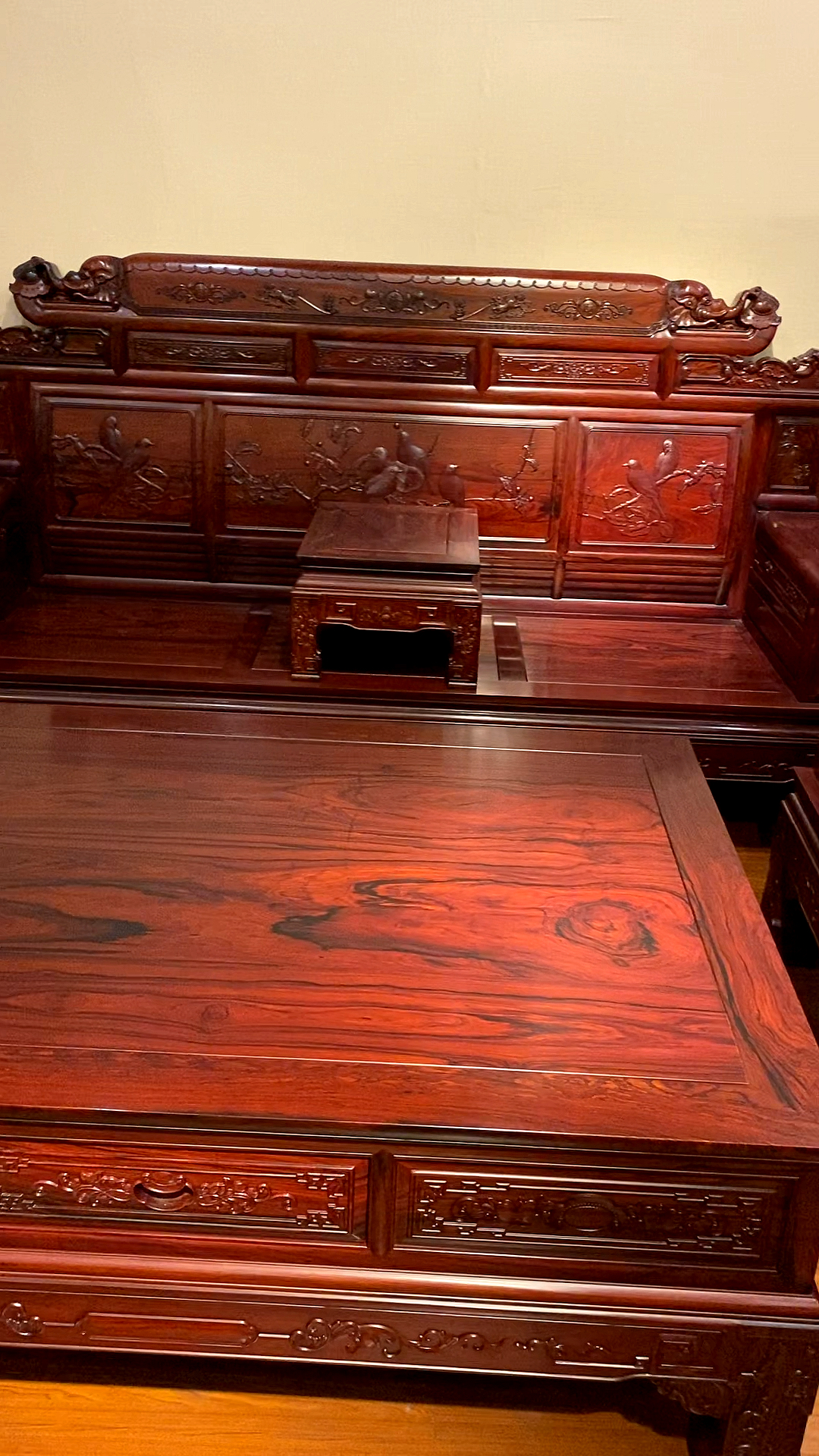 古典红木家具#微凹黄檀123组合七件套