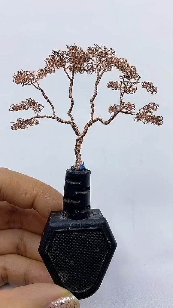 手工制作#废电线,小牙签,做树树