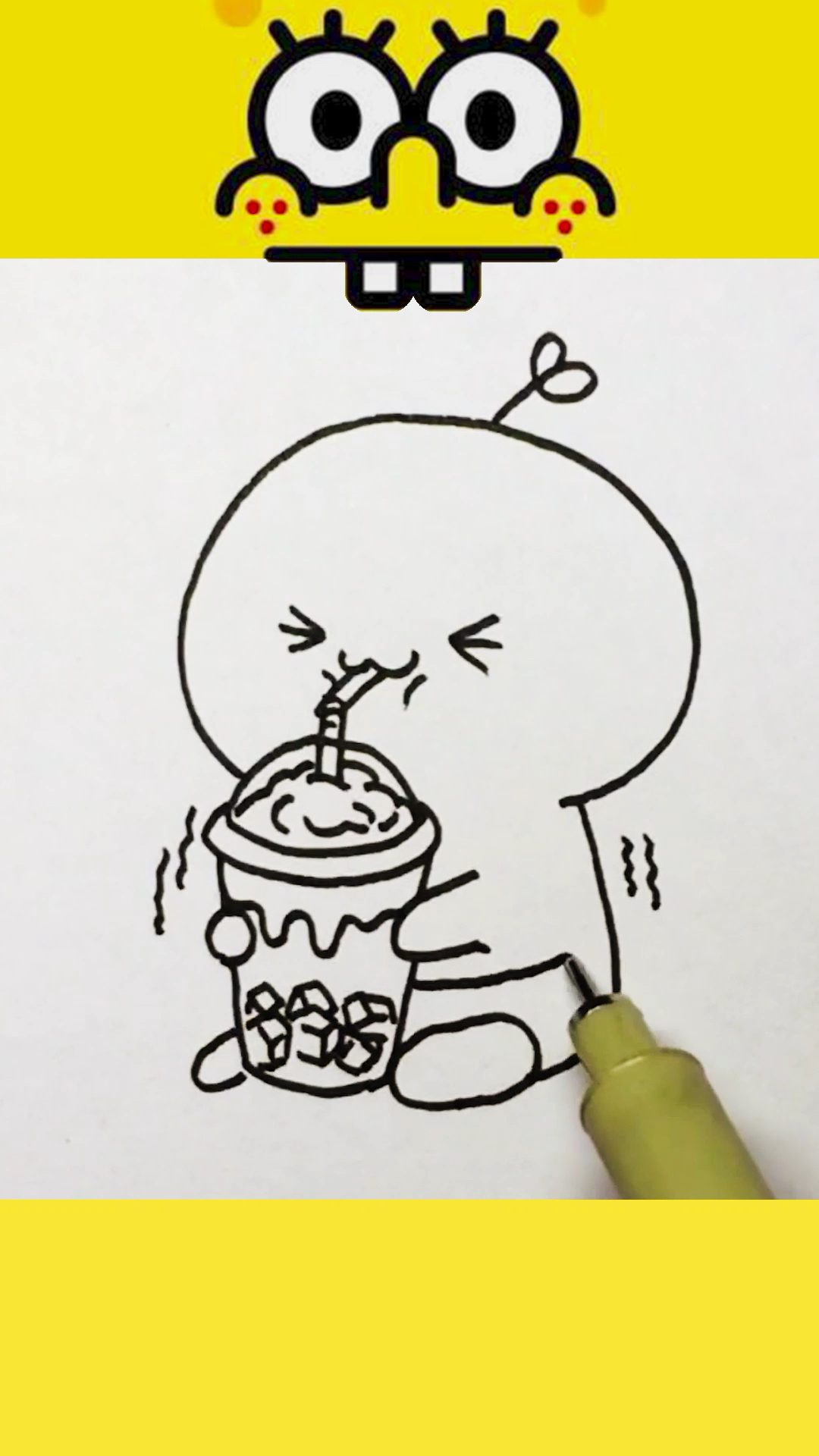 简笔画喝冷饮真凉啊越亮越带劲