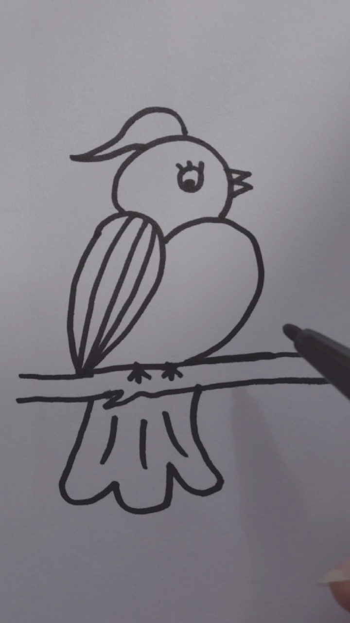 绘画#两个2画小鸟,动起小手,小手越来越灵巧,大脑越来越灵活,想象力