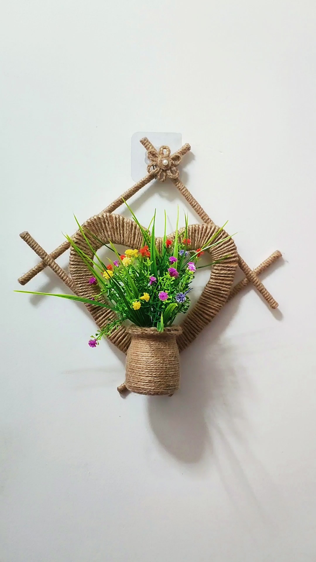 麻绳墙饰#家里的墙饰自己设计自己做,简单美观又素雅,确定不做一个吗