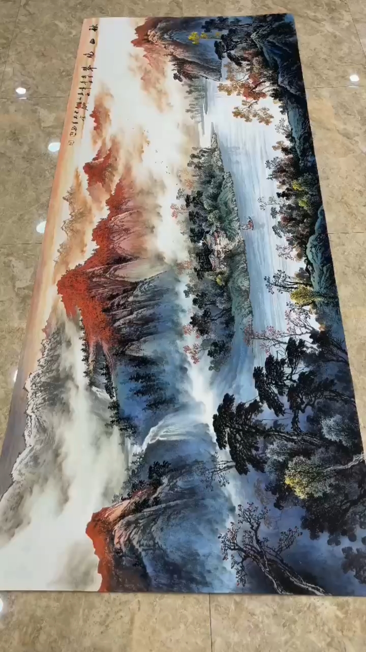 国画山水画#《秋山晚翠》国画作品