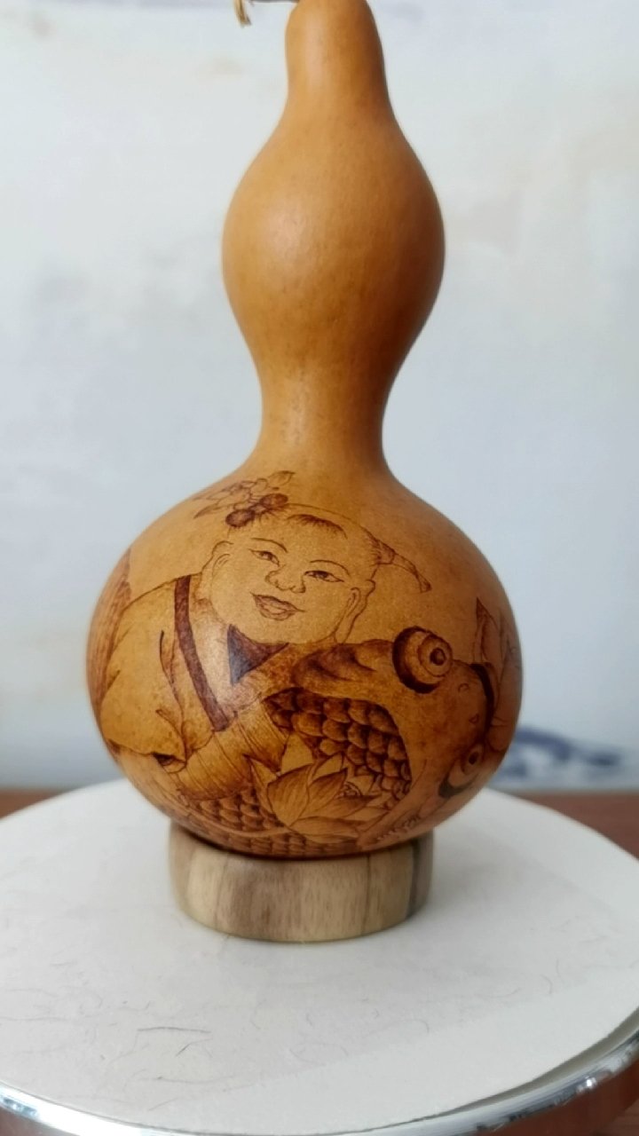 民间手艺人#葫芦烙画连年有余