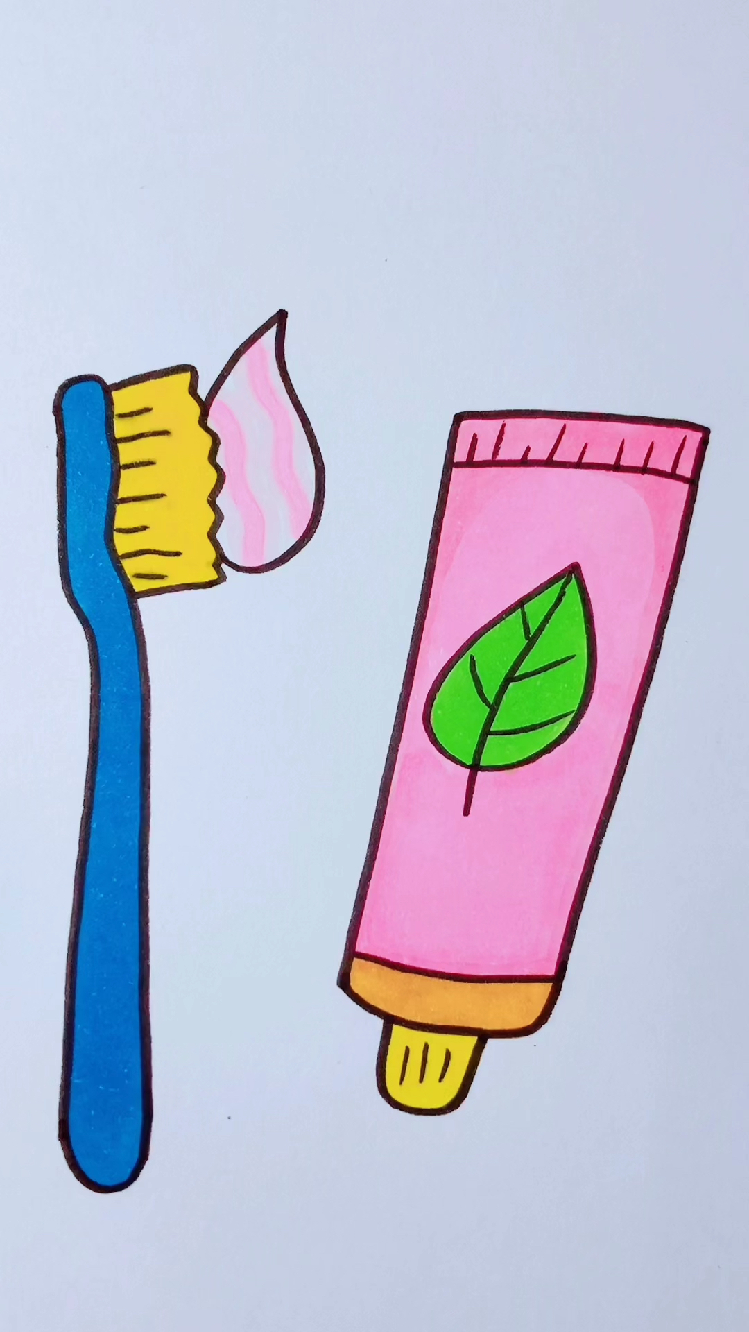 牙刷牙膏简笔画图片