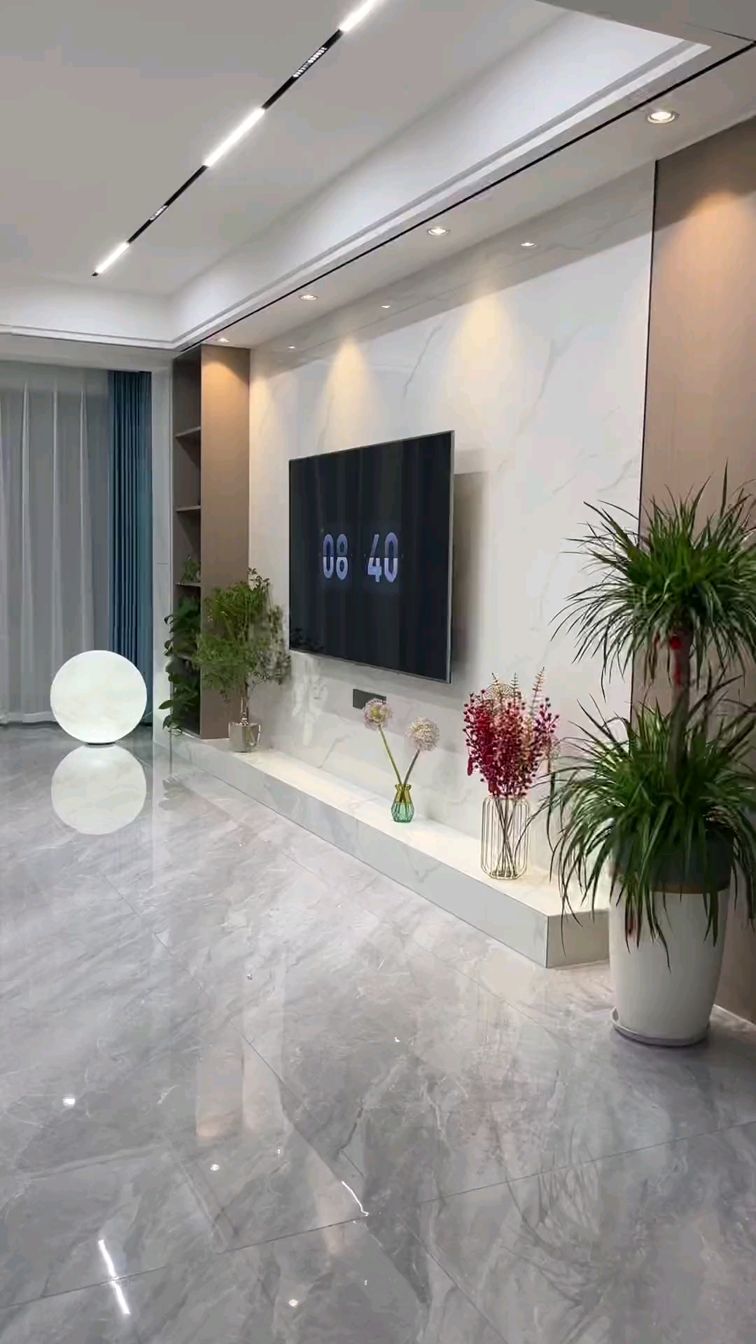 7501500通体大理石瓷砖浅灰色通铺简单大气