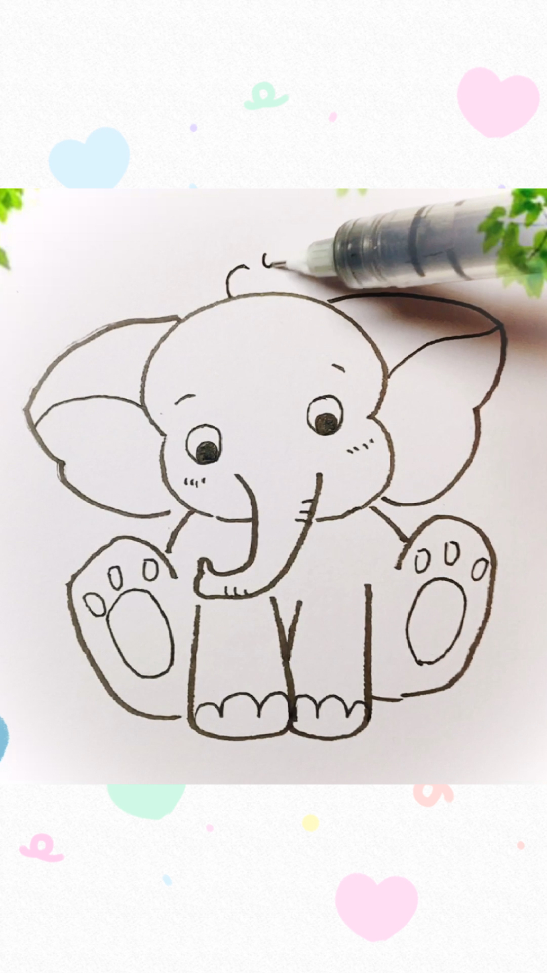 儿童简笔画启蒙,画只可爱的小象