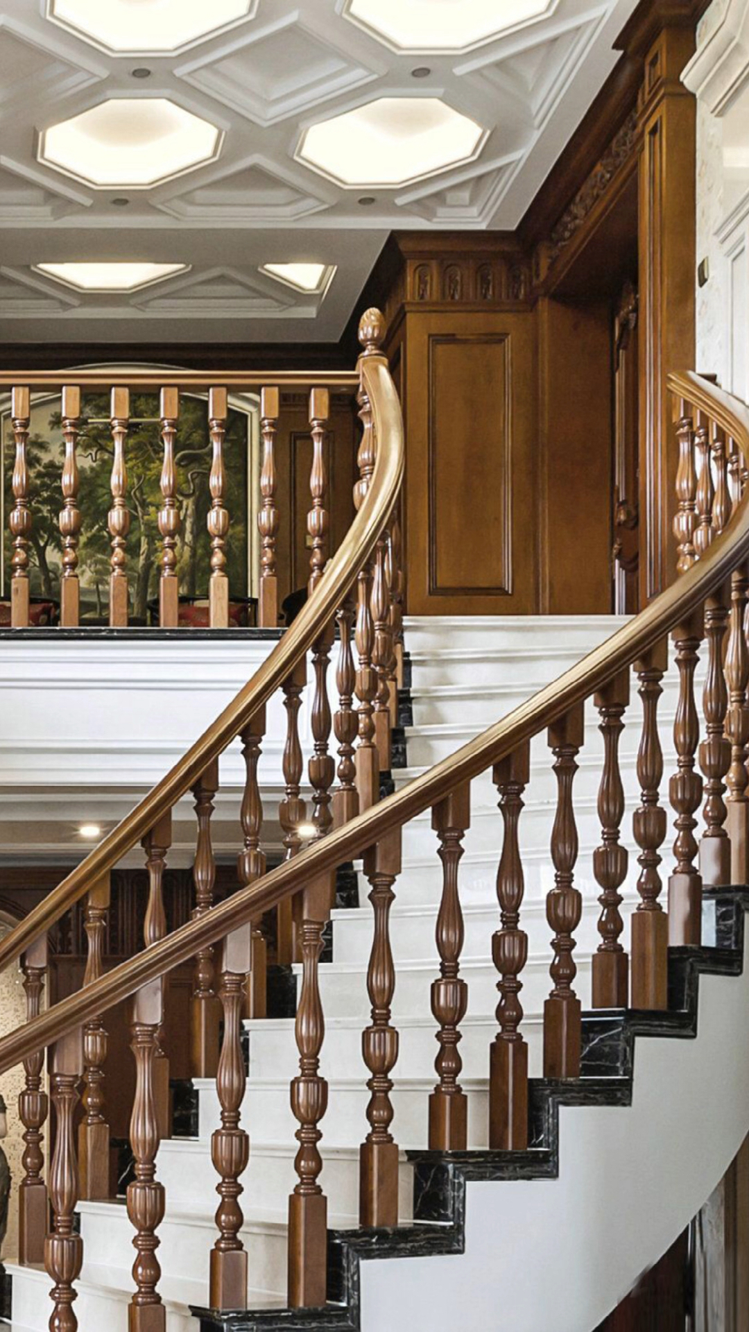 弧形楼梯#实木栏杆扶手,弧形楼梯设计,满满的复古感