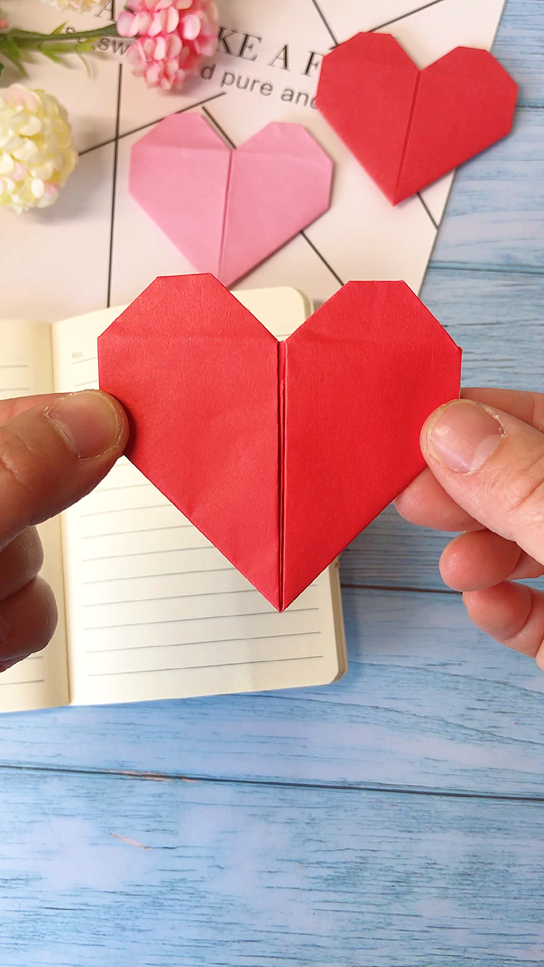 手工折纸#简单又实用的爱心书签.