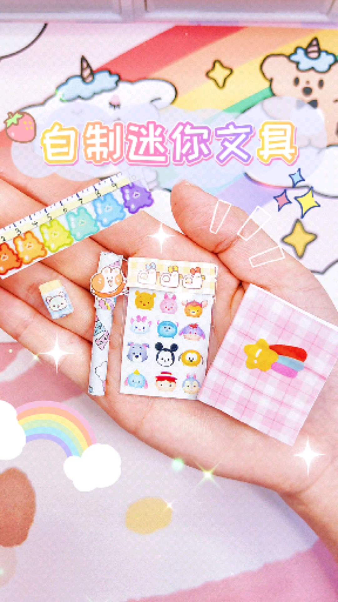 手工制作这一整套的自制迷你文具套装太可啦你猜你闺蜜会帮你做吗