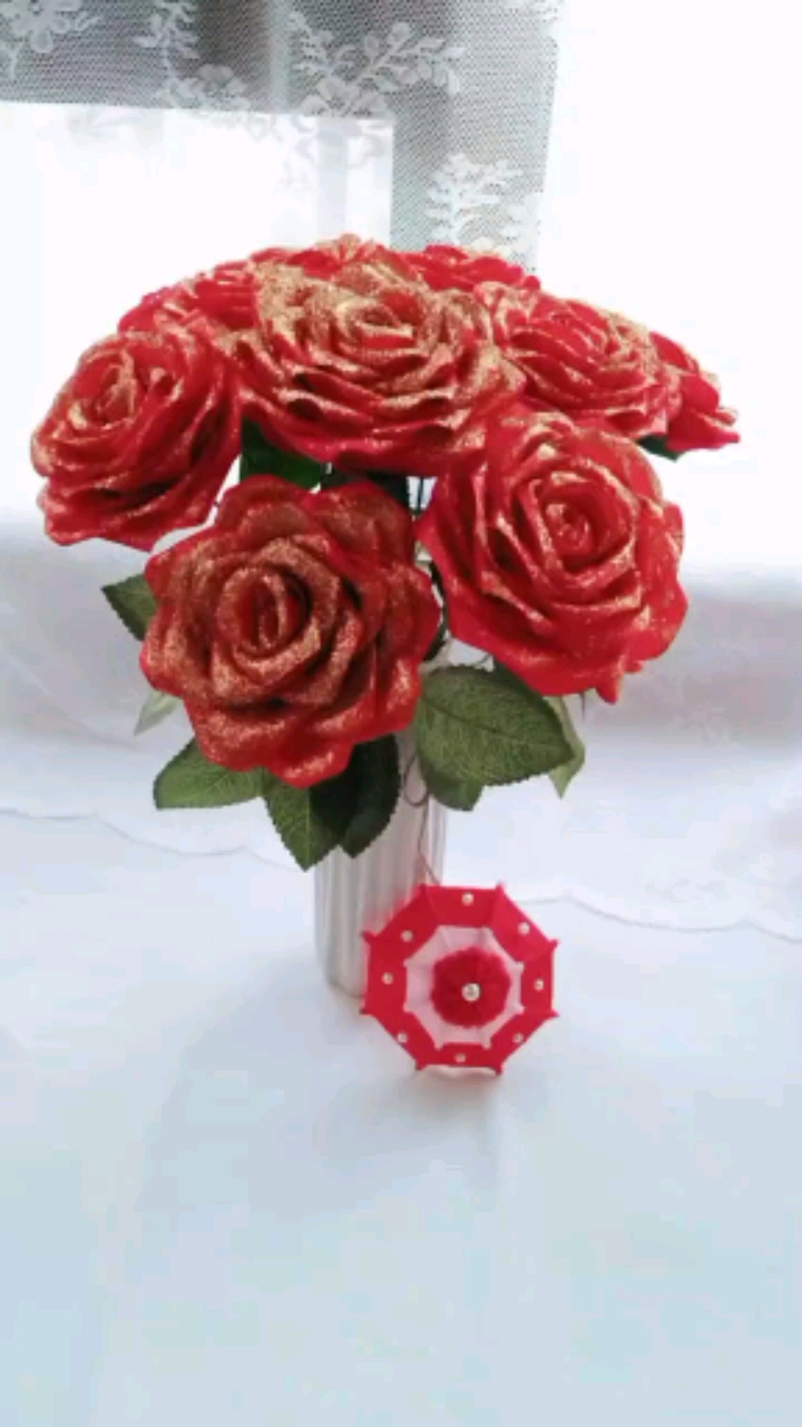 手工制作#简单好看的丝带玫瑰花-全民小视频