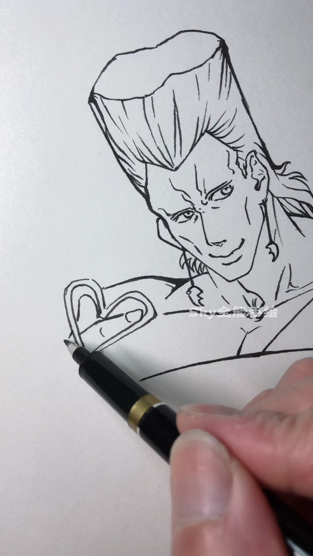 画画原来如此简单#来自绘画jojo奇幻冒险动漫人物波鲁那雷夫的比心