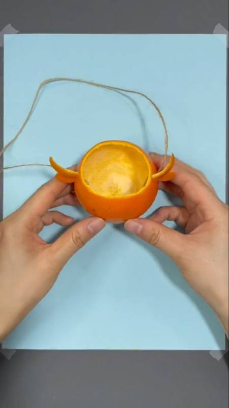 手工制作#橘子皮也能制作灯笼,学起来吧