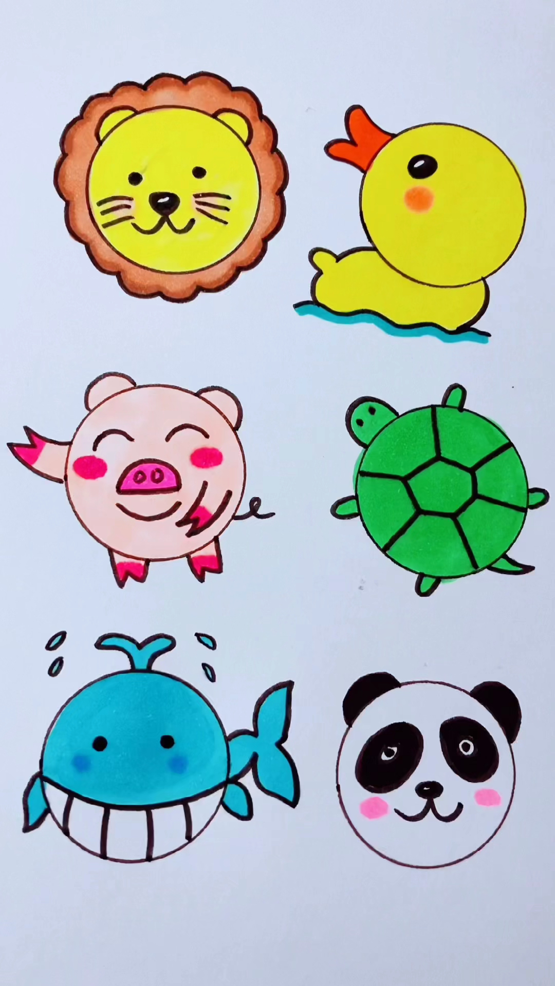 画画原来如此简单#用圆画动物