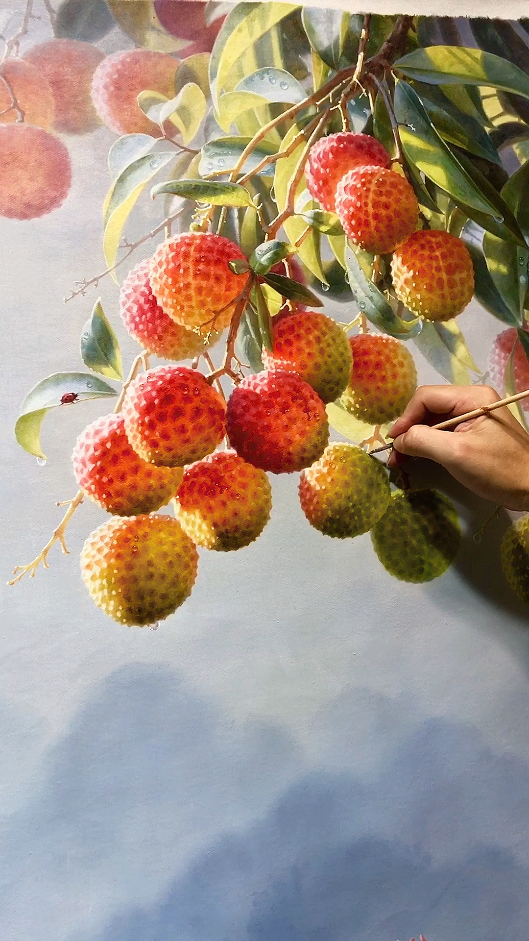 郑炳章油画#清晨阳光下的荔枝