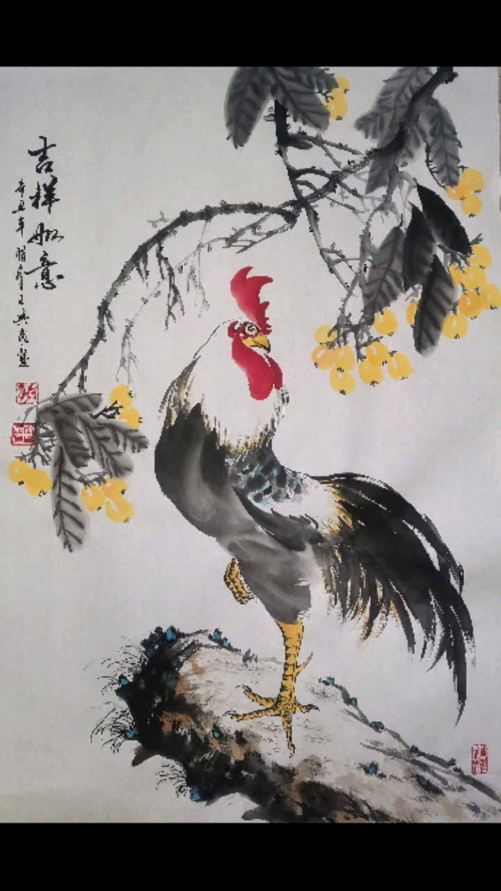 王兴民国画公鸡:见过这么美的大公鸡吗?-度小视
