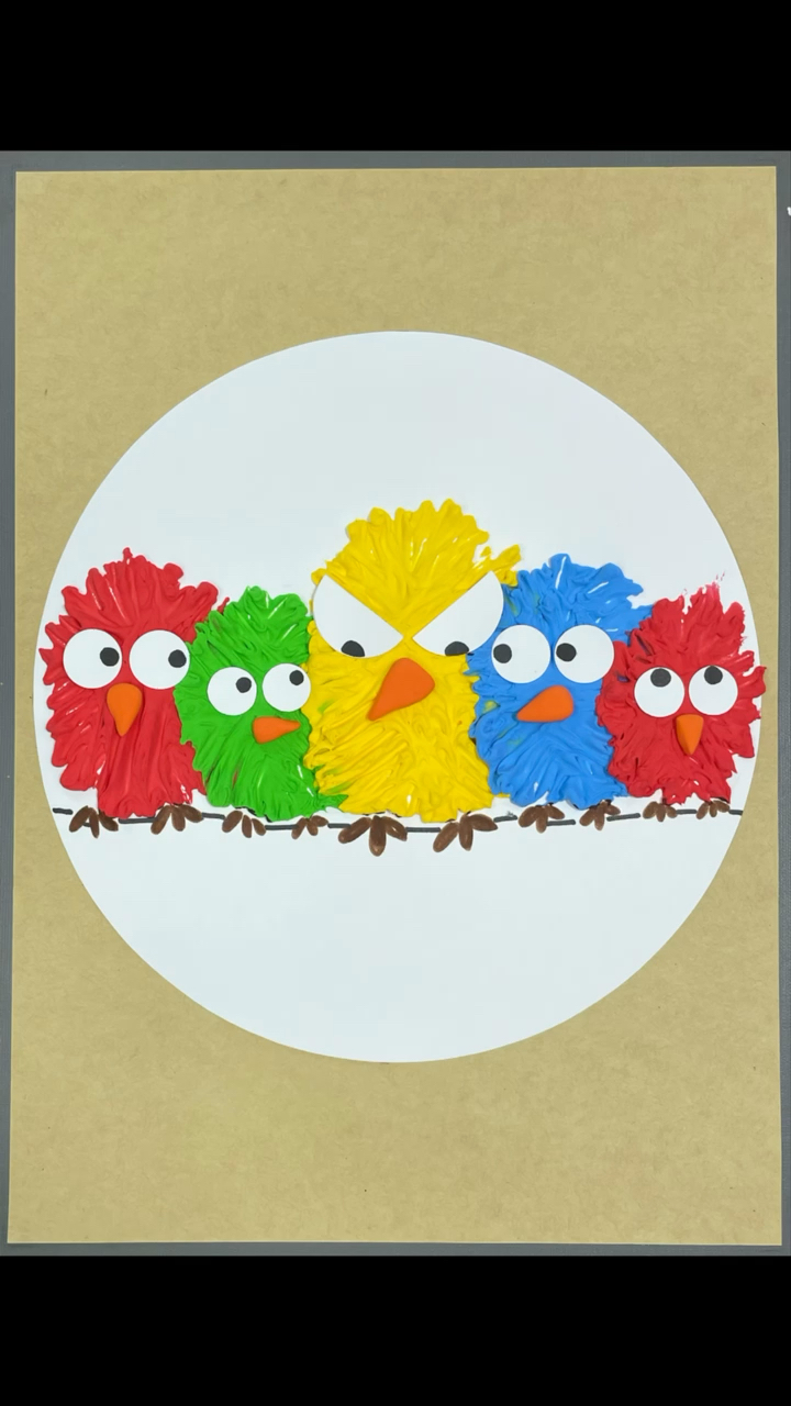 创意儿童画#超轻粘土做小鸟.