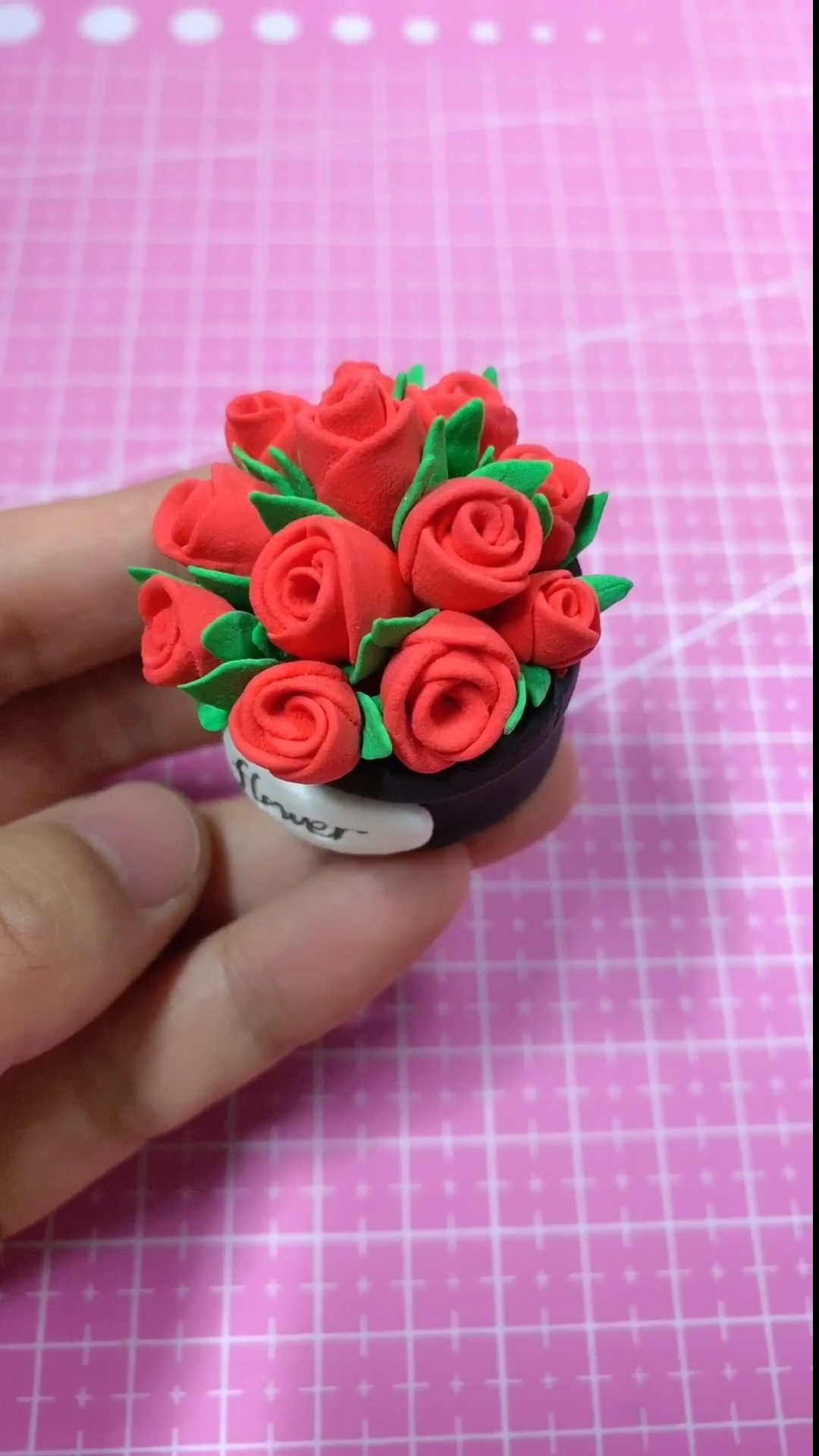 粘土教程#玫瑰花小摆件