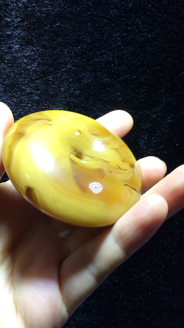 缅甸琥珀#鸡油黄溶洞蜜平安扣,平平安安
