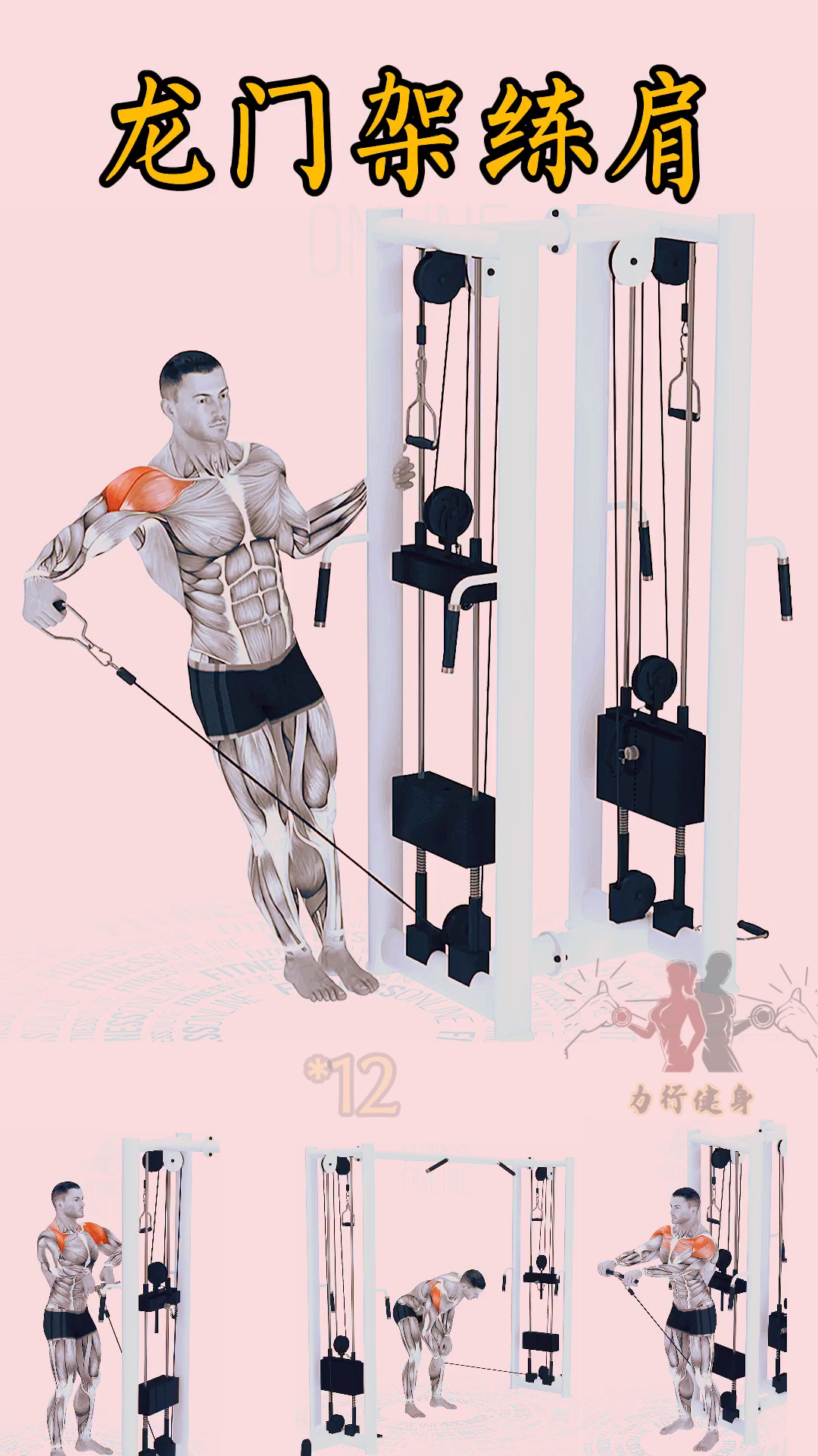 健身巧用龙门架四个动作让你的肩膀更立体